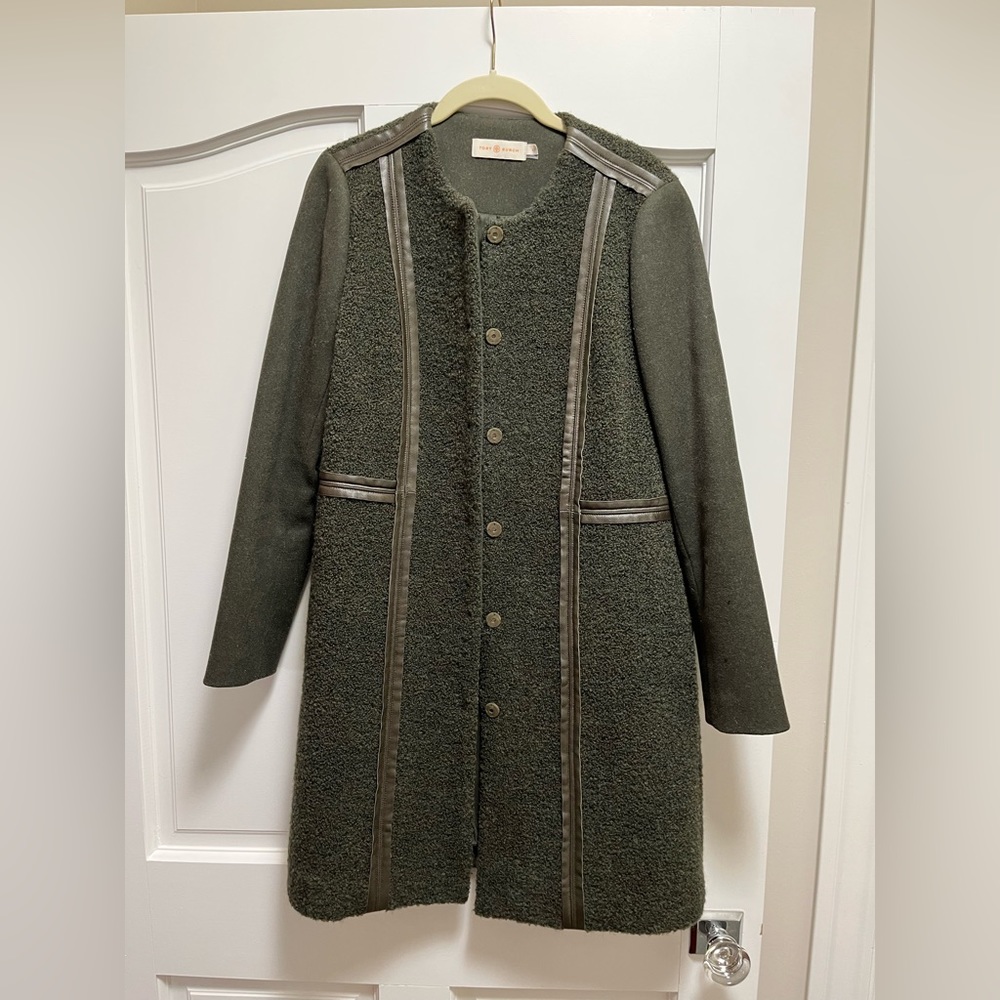 Tory Burch loden green coat
